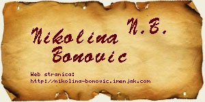 Nikolina Bonović vizit kartica